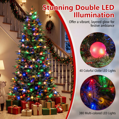 8 FT Pre-Lit Artificial Christmas Tree with Globe LED Lights