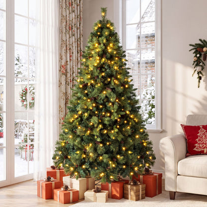8 FT Pre-Lit Artificial Christmas Tree with 310/400/515 Warm White LED Lights and 8