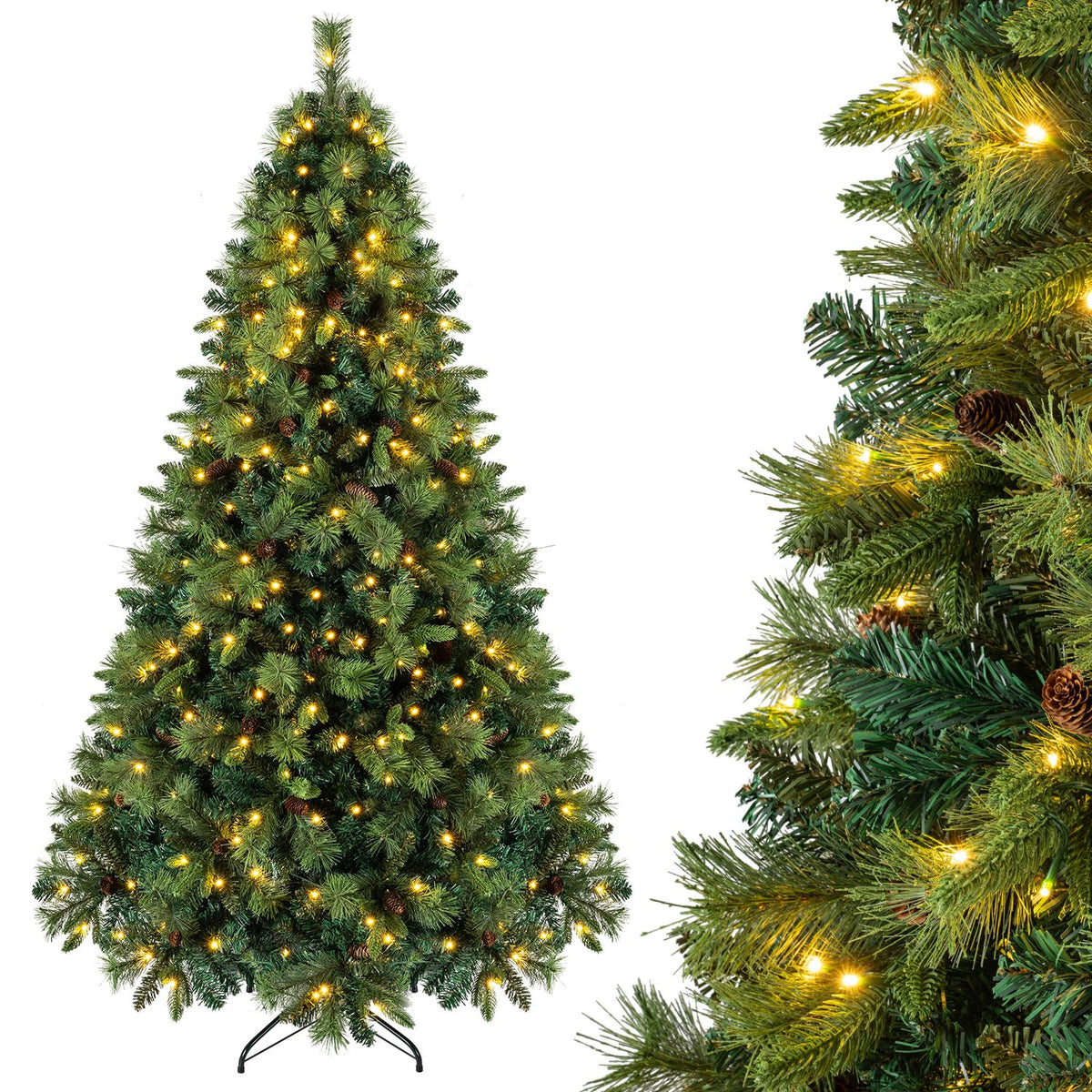 8 FT Pre-Lit Artificial Christmas Tree with 310/400/515 Warm White LED Lights and 8