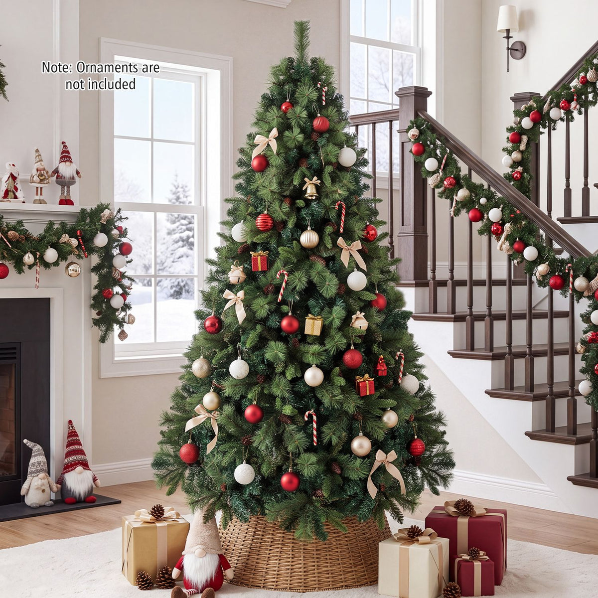 8 FT Pre-Lit Artificial Christmas Tree with 310/400/515 Warm White LED Lights and 8