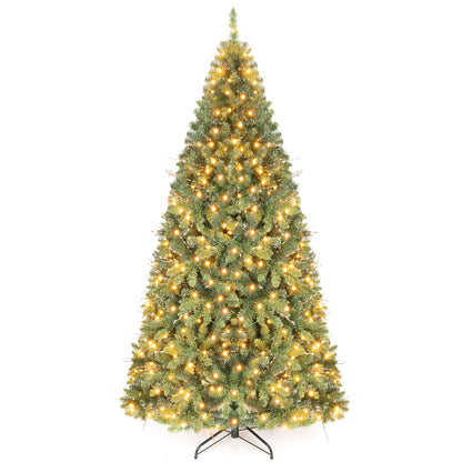 7 FT Pre-Lit Artificial Christmas Tree wIth 350 Adjustable Warm LED Lights