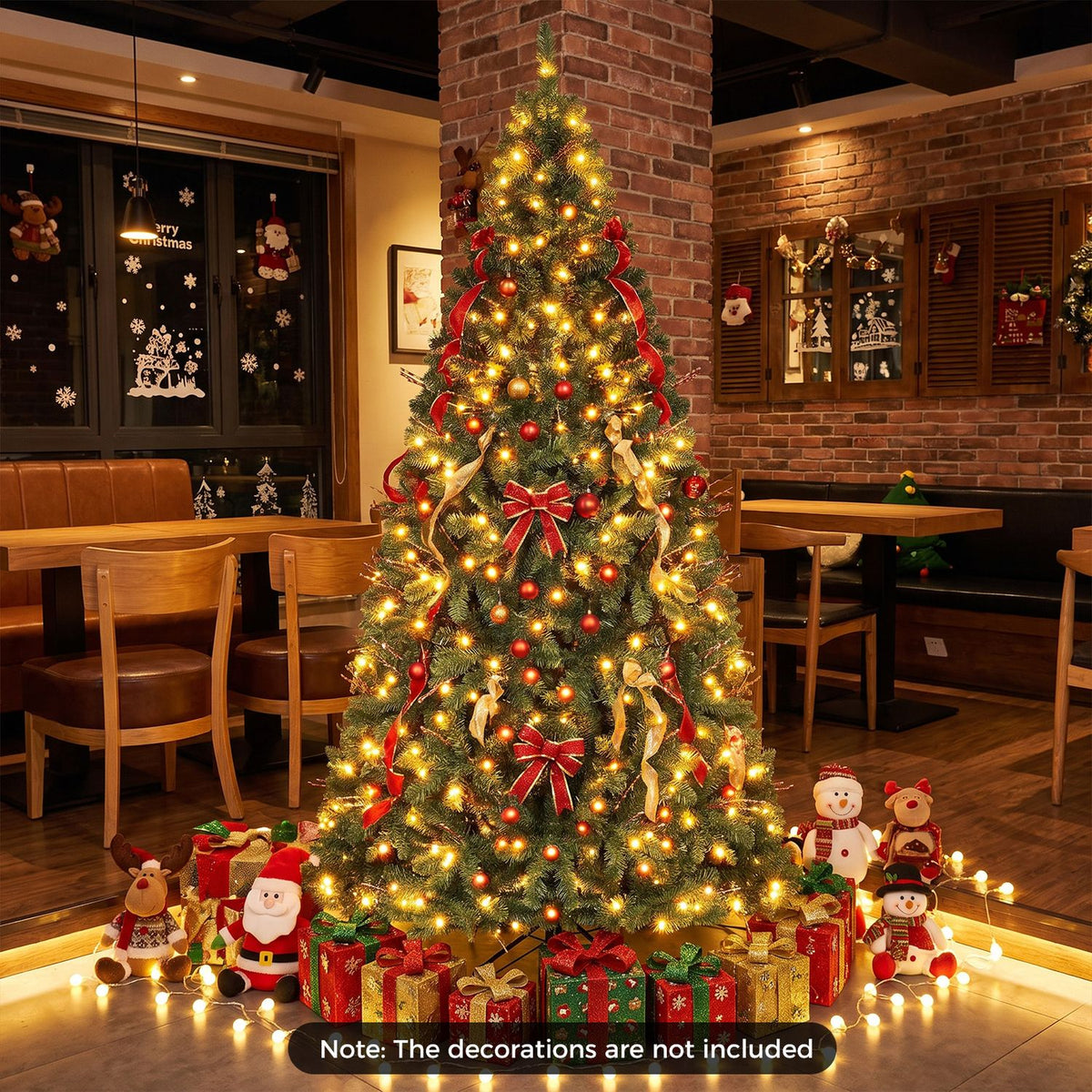 7 FT Pre-Lit Artificial Christmas Tree wIth 350 Adjustable Warm LED Lights