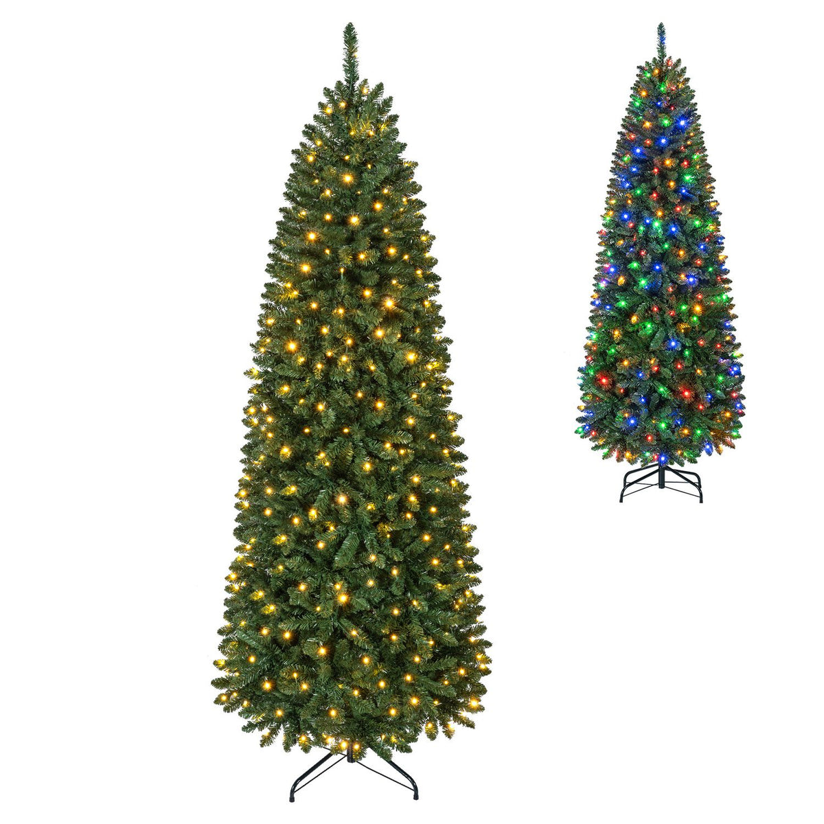 6 Feet Pre-Lit Artificial Christmas Tree with 300/250/170/380 Warm White and Multi