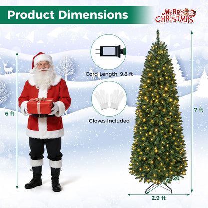 6 Feet Pre-Lit Artificial Christmas Tree with 300/250/170/380 Warm White and Multi