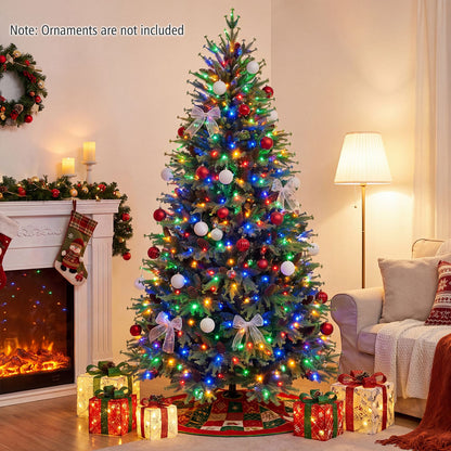 6FT Pre-Lit Artificial Christmas Tree with Warm White and Multicolor LED Lights