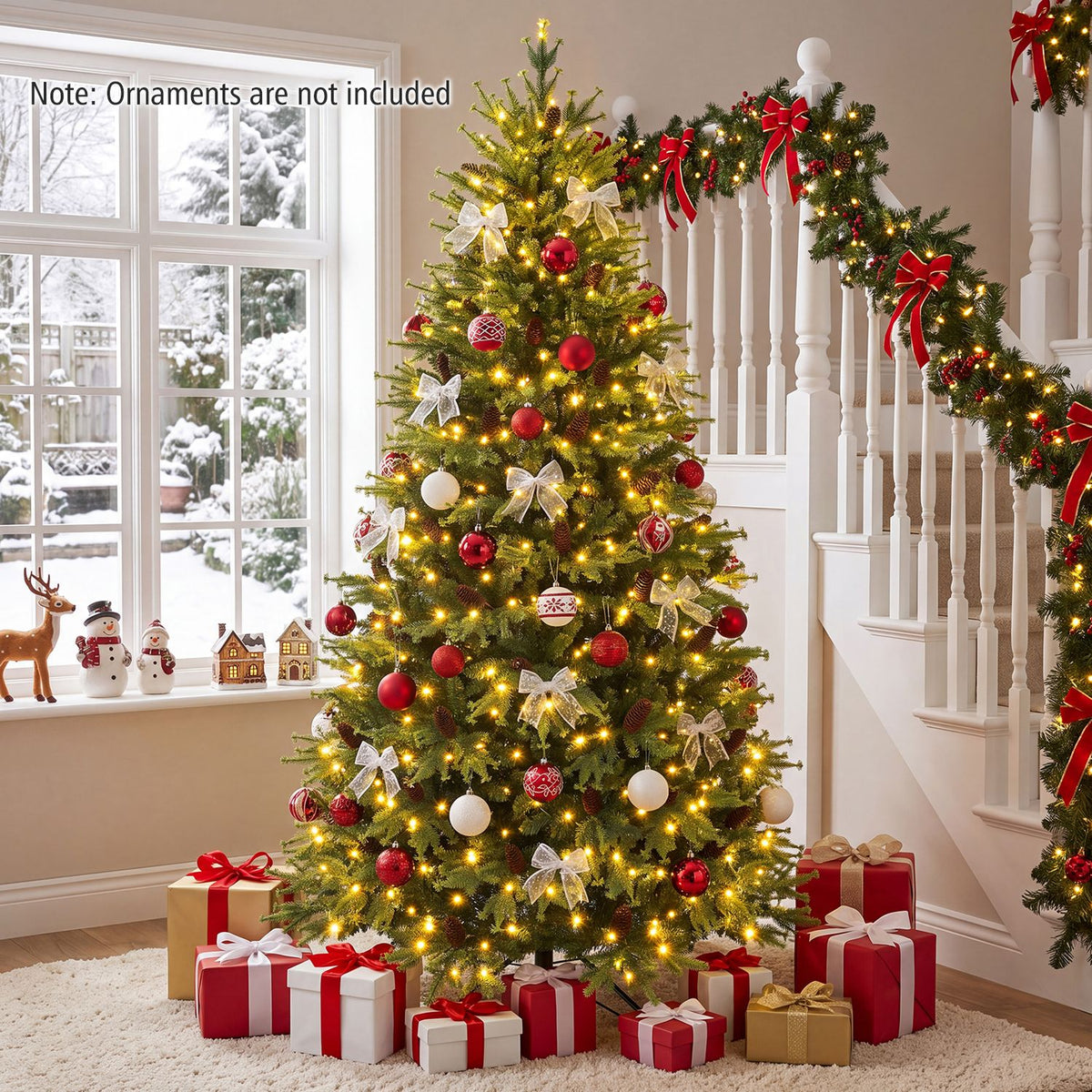 6FT Pre-Lit Artificial Christmas Tree with Warm White and Multicolor LED Lights