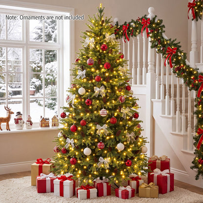 6FT Pre-Lit Artificial Christmas Tree with Warm White and Multicolor LED Lights