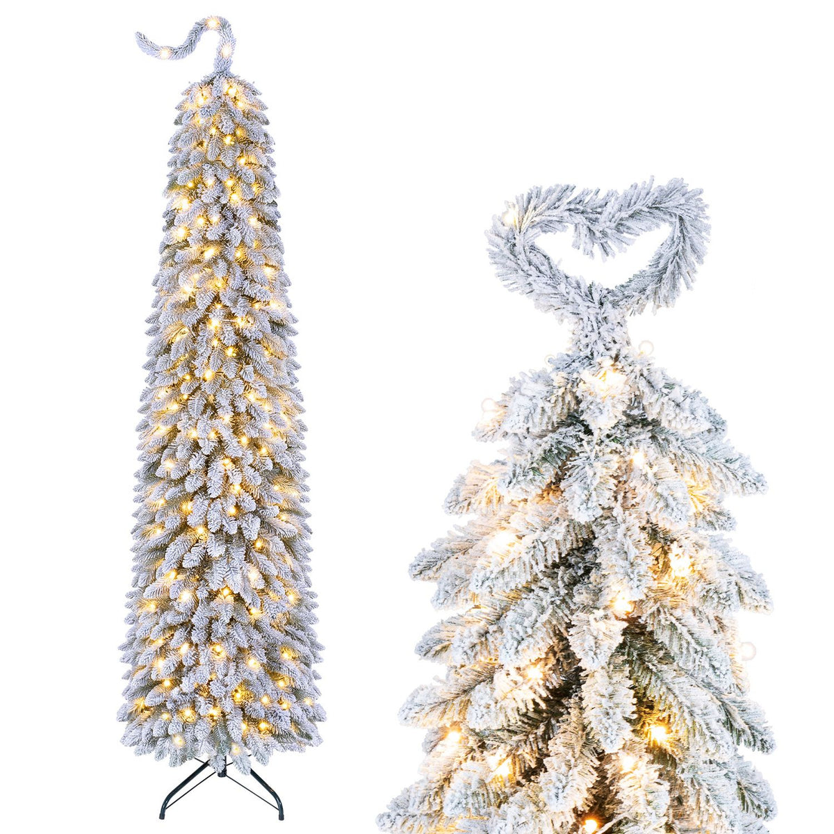 5 FT Pre-Lit Artificial Christmas Tree with Bendable Top and 110 Warm White LED Lights