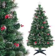 5 Feet Artificial Christmas Tree with Red Berries and Kerosene Lamps