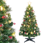 5 Feet Artificial Christmas Tree with Red Berries and Kerosene Lamps