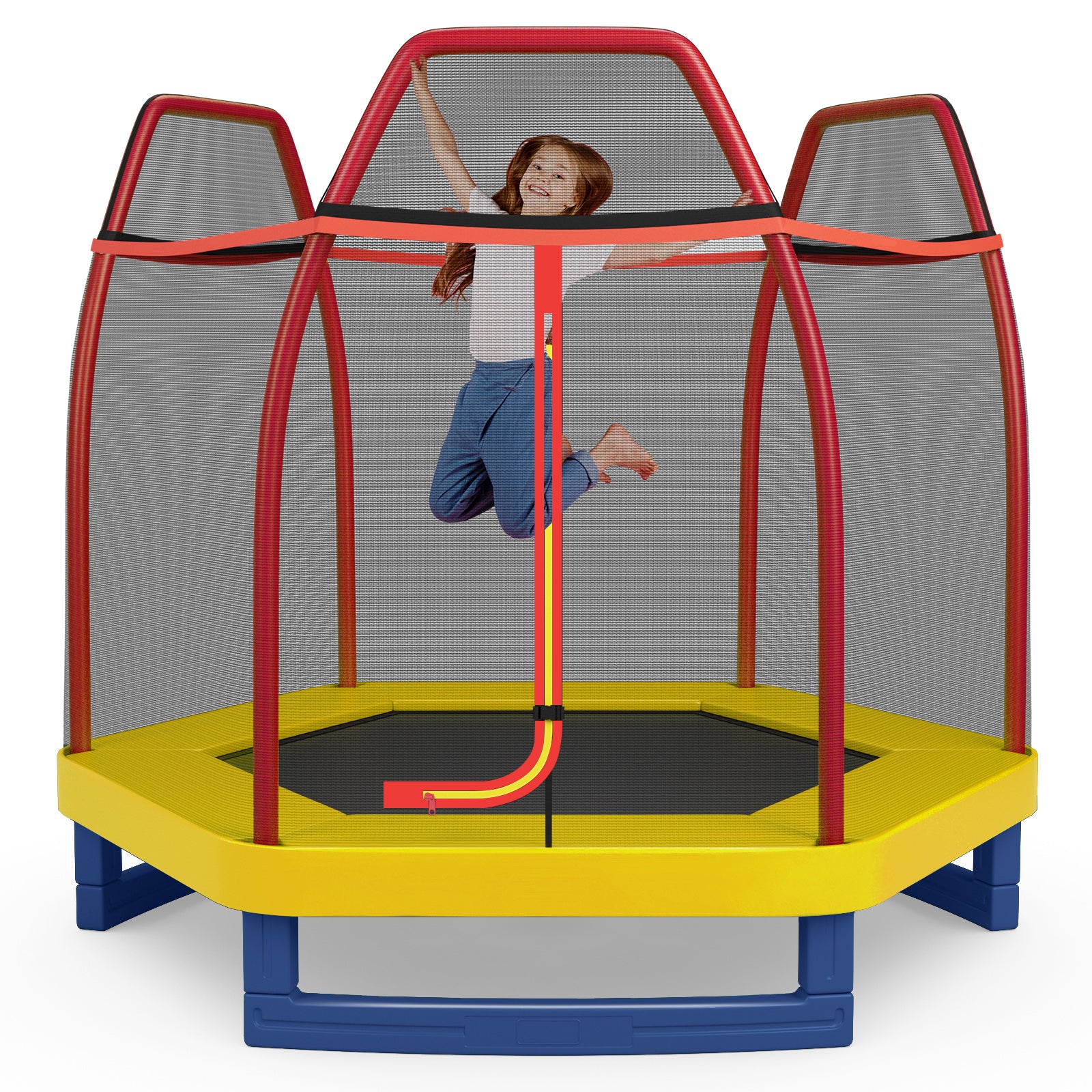 7 Feet Kids Recreational Bounce Jumper Trampoline-Green - Red