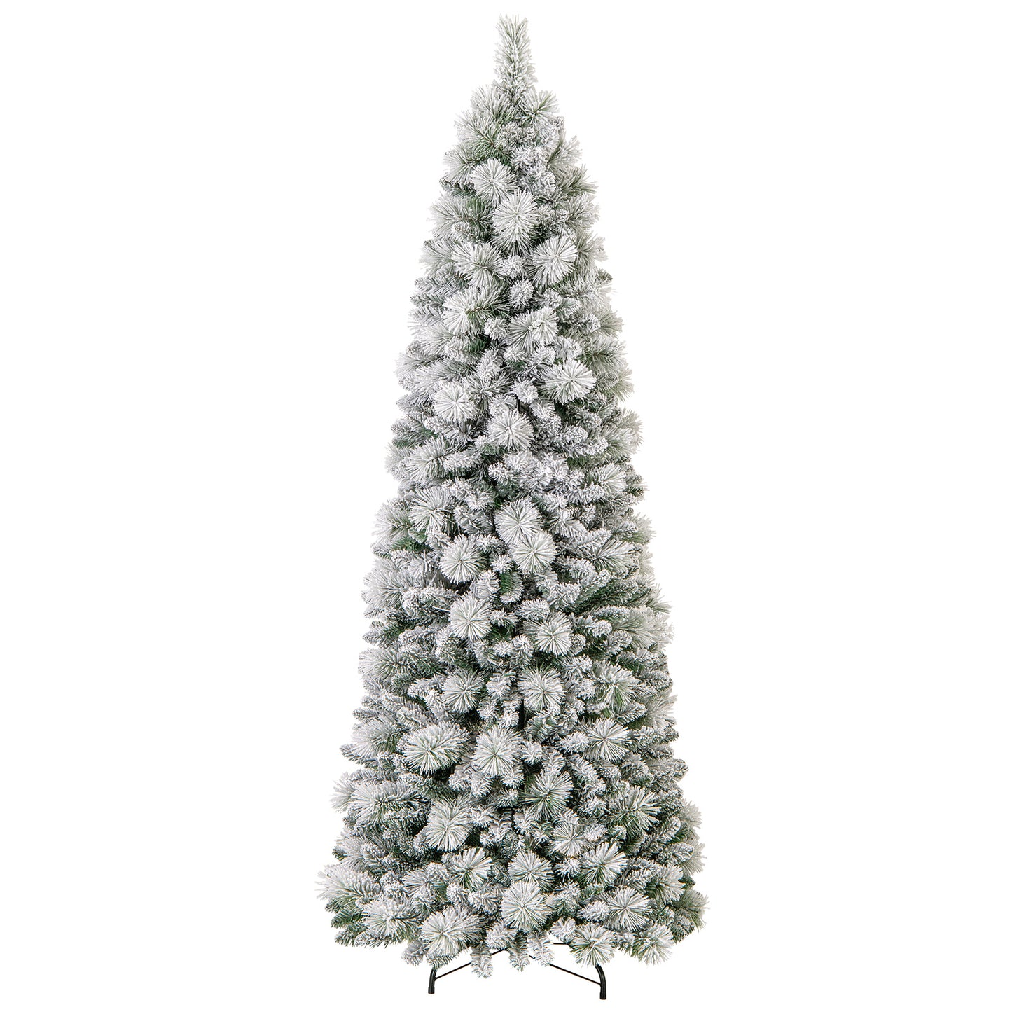 7 Feet Flocked Christmas Tree with Pine Needles and LED Lights