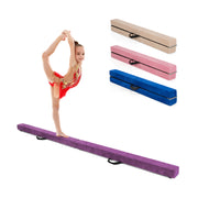 7 Feet Folding Portable Floor Balance Beam with Handles for Gymnasts-Brown - Purple