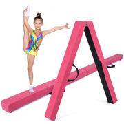 7 Feet Folding Portable Floor Balance Beam with Handles for Gymnasts-Brown - Rose