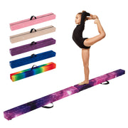 7 Feet Folding Portable Floor Balance Beam with Handles for Gymnasts-Brown - Transparent