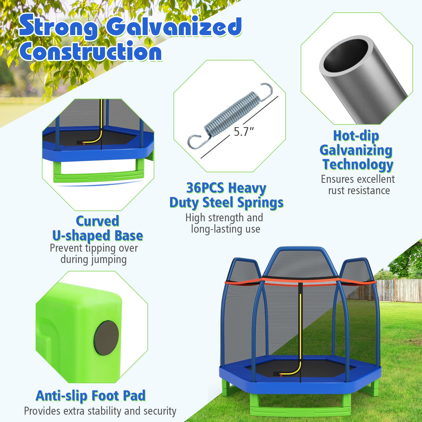 7 Feet Kids Recreational Bounce Jumper Trampoline