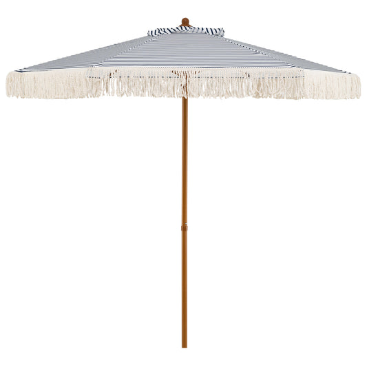 7 Feet Patio Umbrella with Fringe Sun-Protective Beach Umbrella with Boho Tassel