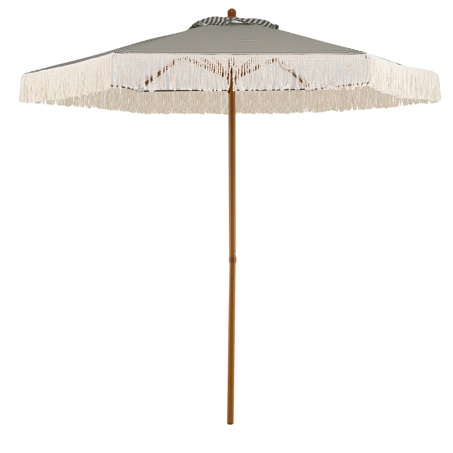 7 Feet Patio Umbrella with Fringe Sun-Protective Beach Umbrella with Boho Tassel