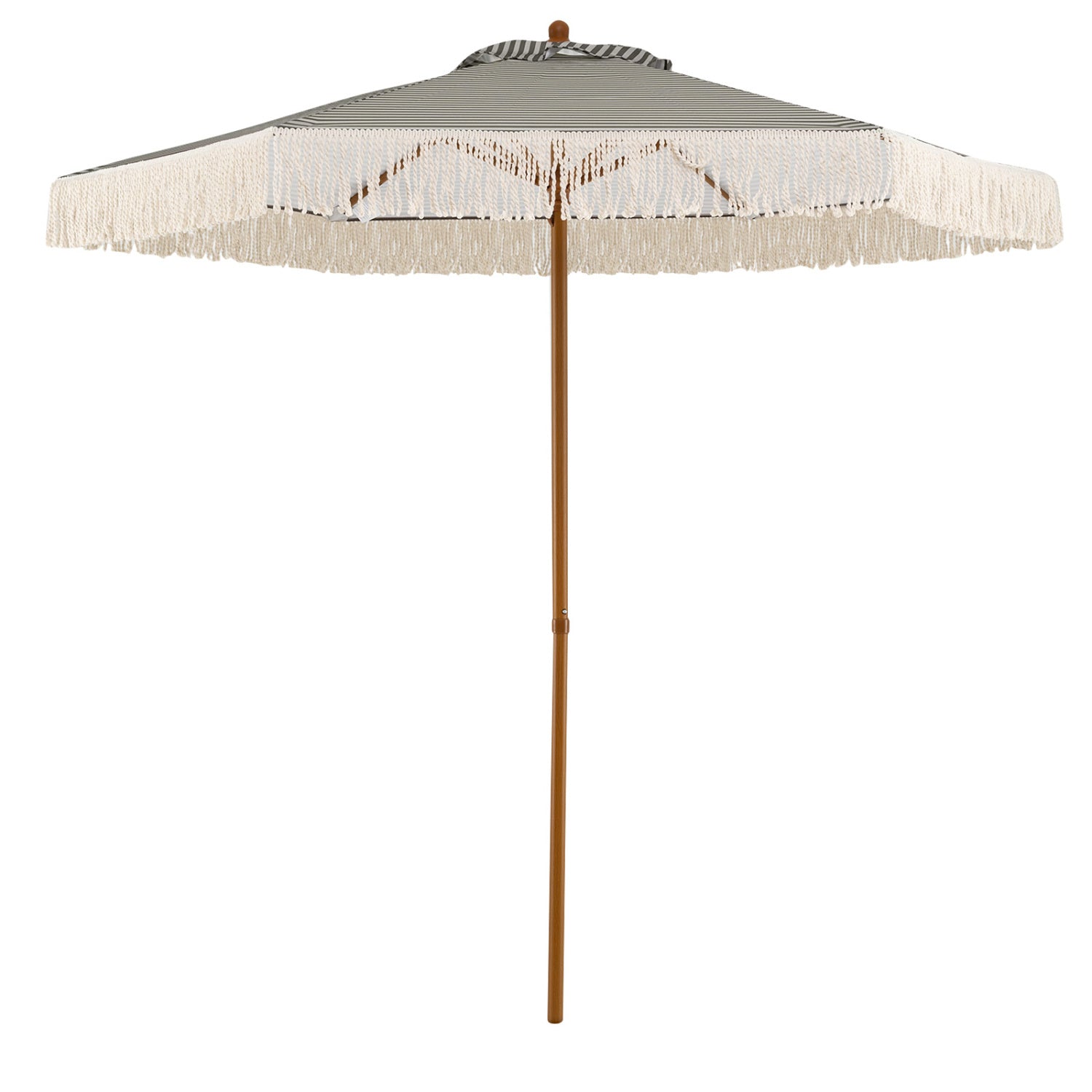 7 Feet Patio Umbrella with Fringe Sun-Protective Beach Umbrella with Boho Tassel