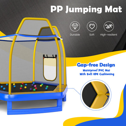 7 Feet Trampoline with Ladder and Slide for Indoor and Outdoor