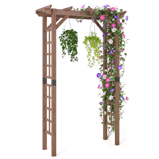 7 Ft Garden Arch Wooden Arbor Outdoor Wood Trellis for Climbing Plants