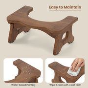 7 Inch Teak Wood Toilet Stool with Non-slip Foot Pads for Bathroom