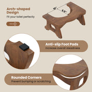 7 Inch Teak Wood Toilet Stool with Non-slip Foot Pads for Bathroom