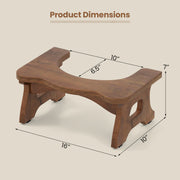 7 Inch Teak Wood Toilet Stool with Non-slip Foot Pads for Bathroom