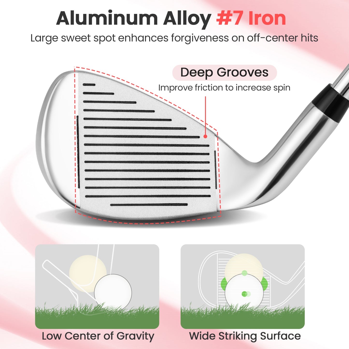 #7 Iron Single Golf Club for Women with Graphite Shaft and Headcover