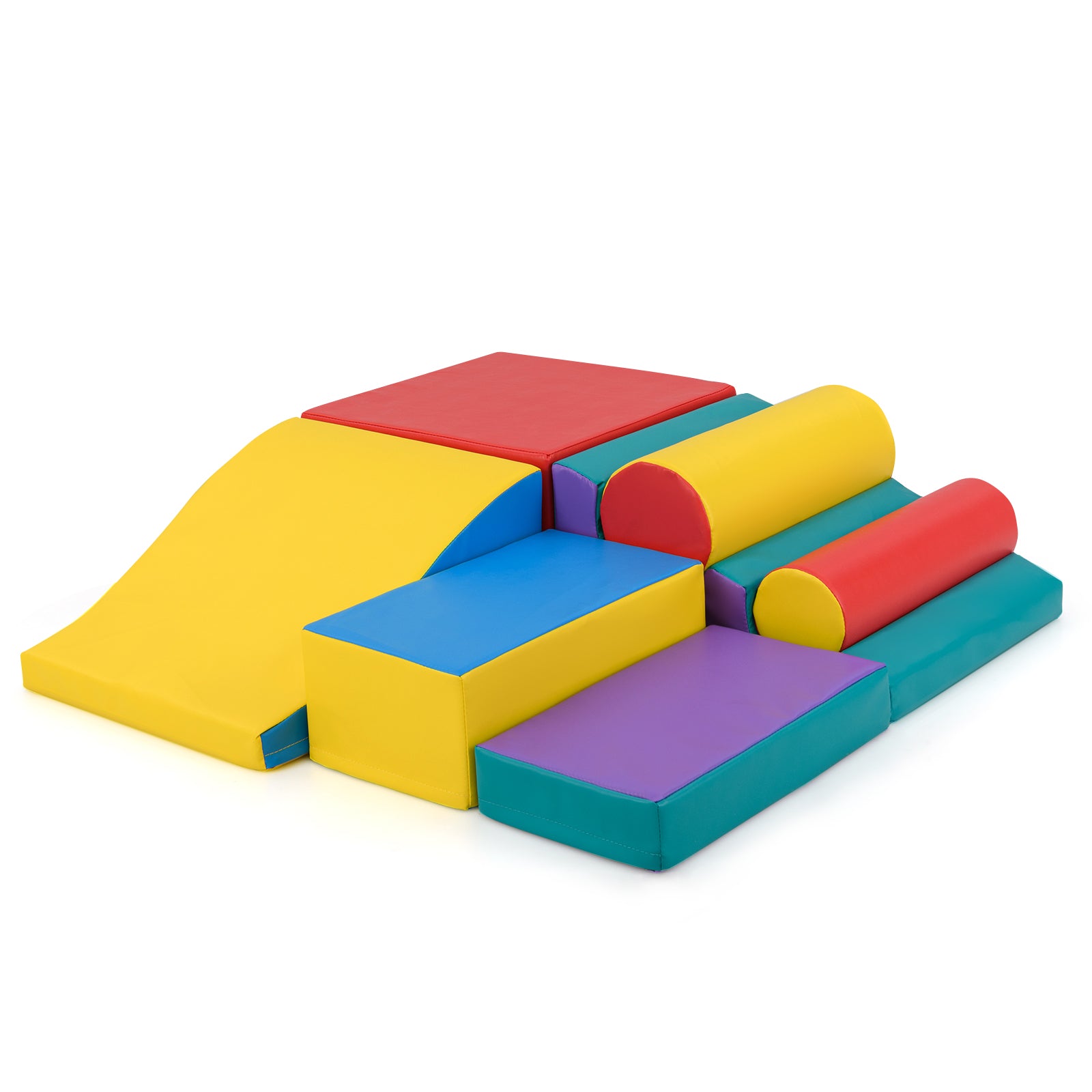 7-Piece Foam Blocks for Toddlers Soft Climbing Toys Indoor Play for Babies-Red
