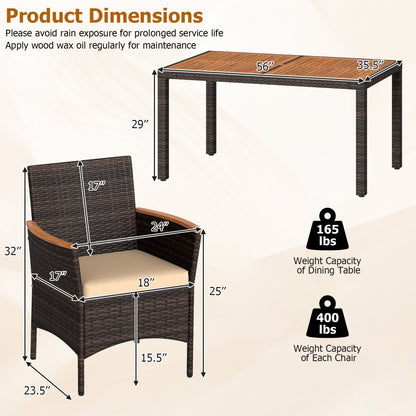 7-Piece Patio Dining Set with Acacia Wood Table & Cushions