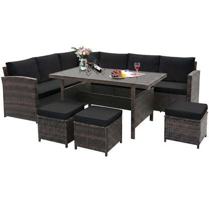 7-Piece Wicker Patio Furniture Set with Cushions