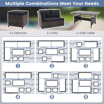 7-Piece Wicker Patio Furniture Set with Cushions