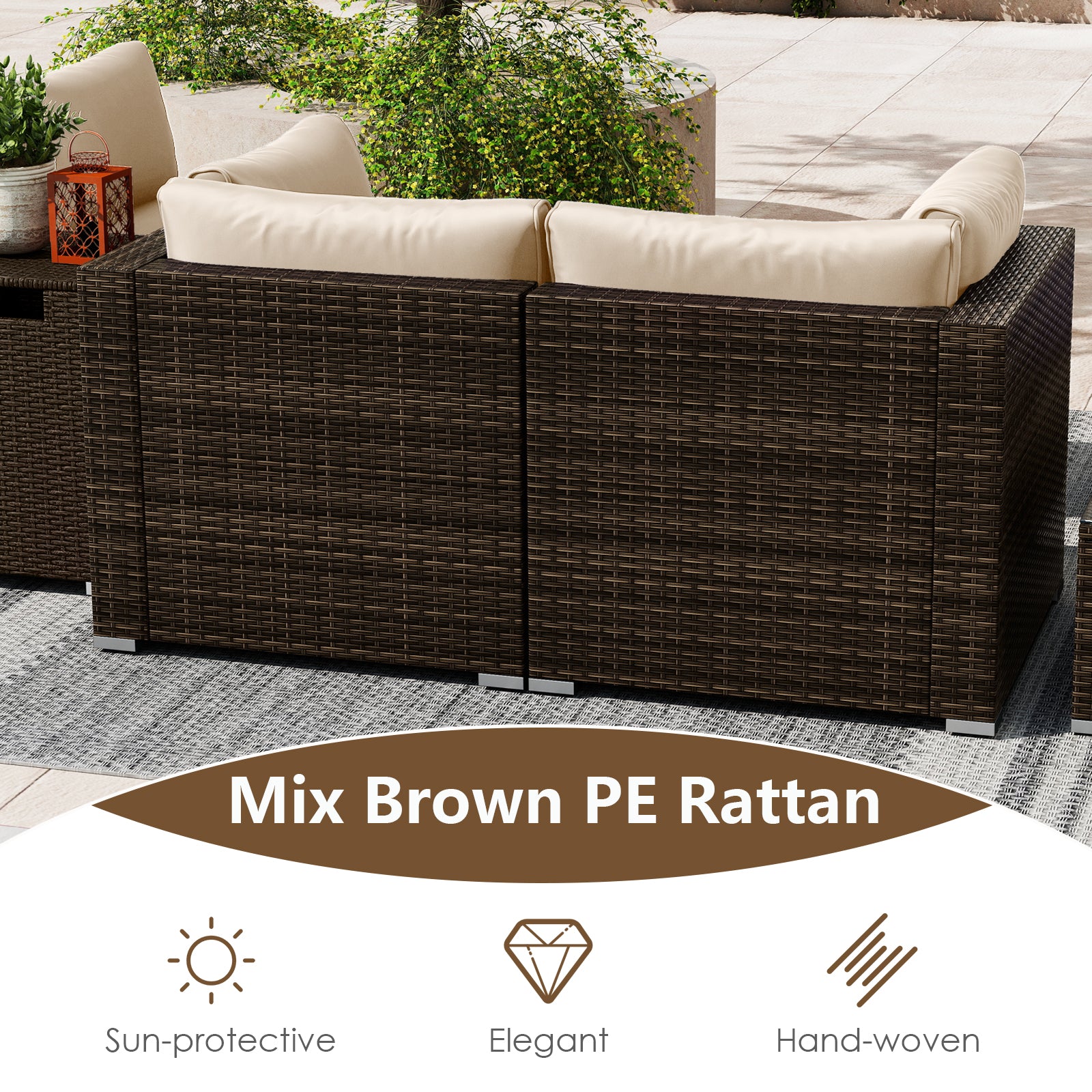 7 Pieces Outdoor Furniture Set with 32 Inch Fire Pit Table and Propane Tank Cover-White