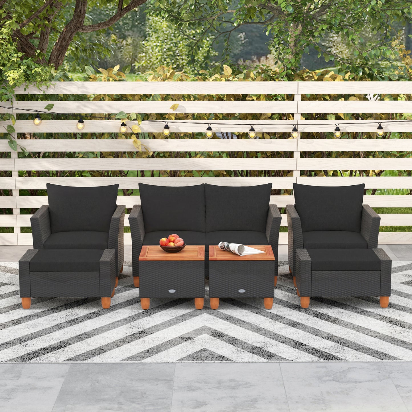 7-Piece Patio Conversation Set with Storage Table & Cushions
