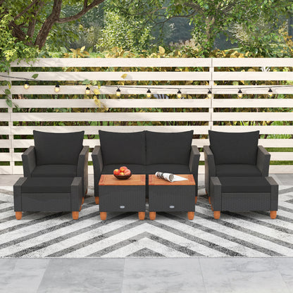 7-Piece Patio Conversation Set with Storage Table & Cushions