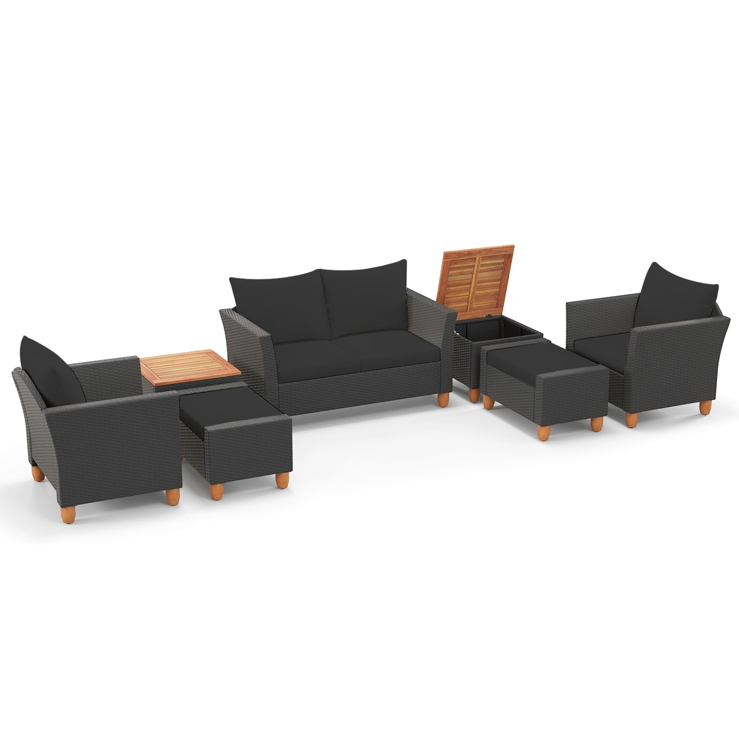 7-Piece Patio Conversation Set with Storage Table & Cushions