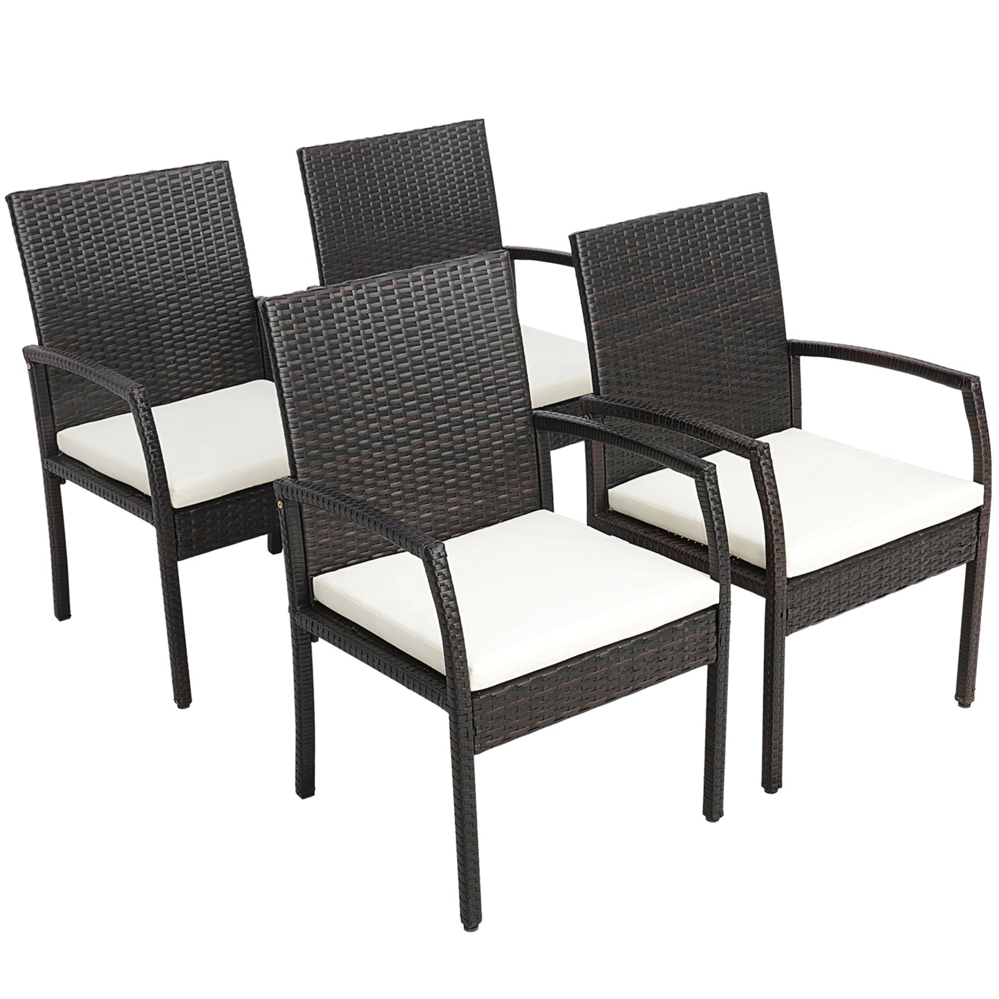 7 Pieces Patio Rattan Dining Set with Umbrella Hole-L