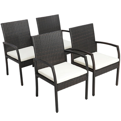 7 Pieces Patio Rattan Dining Set with Umbrella Hole-L