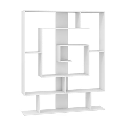 7-Tier Bookshelf Open Display Shelf Rack for Home Office-Rustic Brown - White