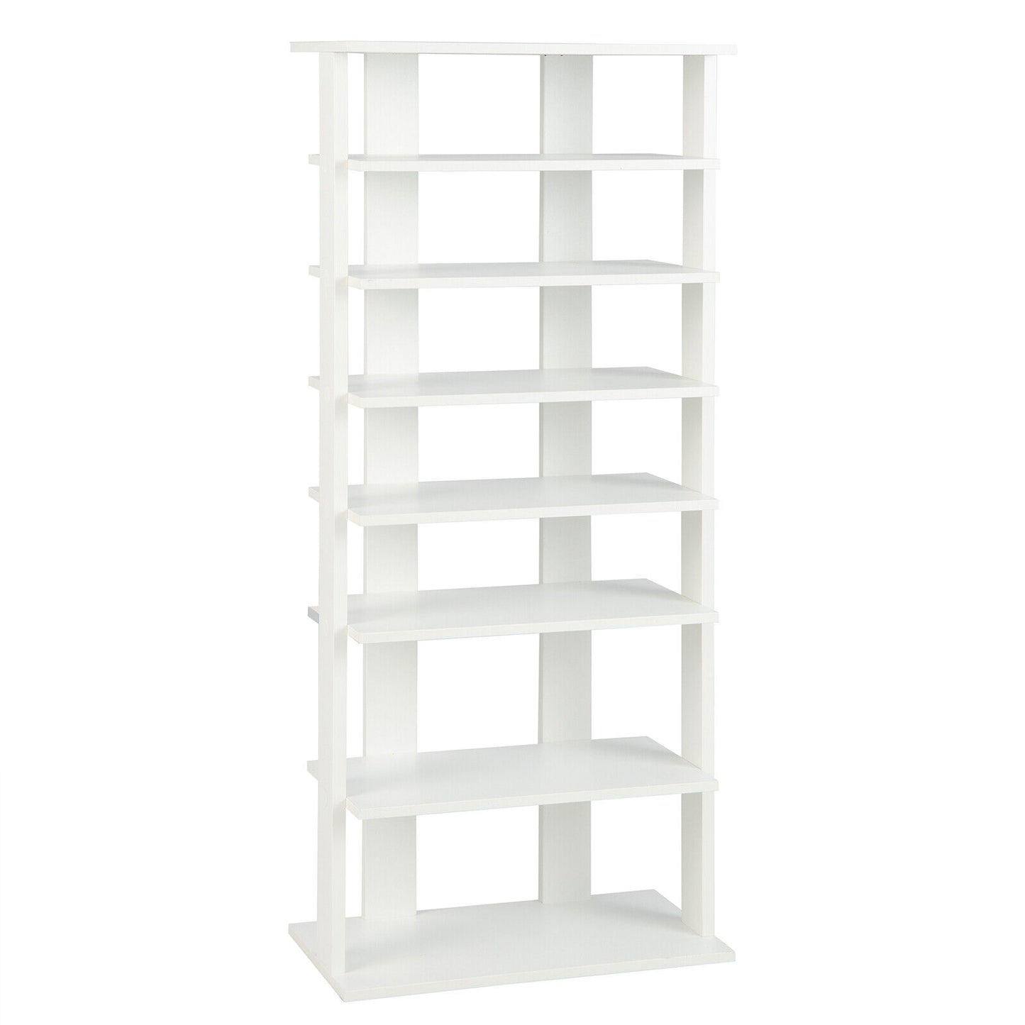 7-Tier Dual Shoe Rack Free Standing Shelves Storage Shelves Concise-Black - White