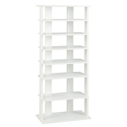 7-Tier Dual Shoe Rack Free Standing Shelves Storage Shelves Concise-Black - White