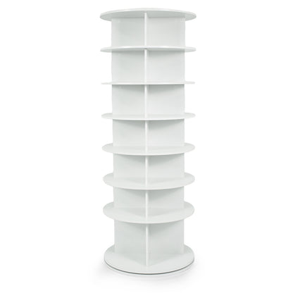 7-Tier Rotating Shoe Rack Tower with 360° Spin - White