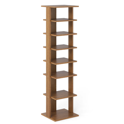 7-Tier Shoe Rack Practical Free Standing Shelves Storage Shelves-Black - Natural