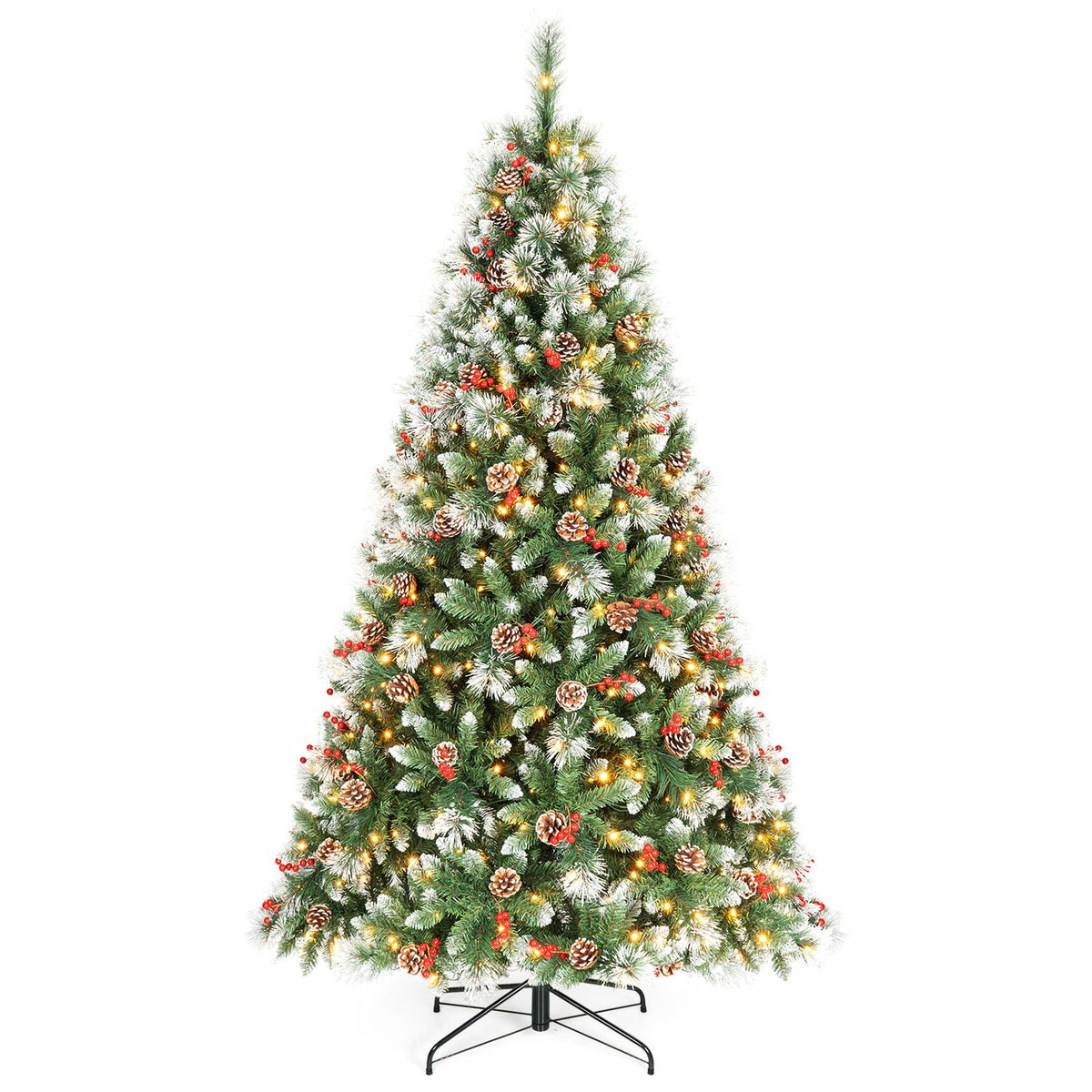 6 ft Artificial Frosted Christmas Tree with 747 Branch Tips and 55 Pine Cones
