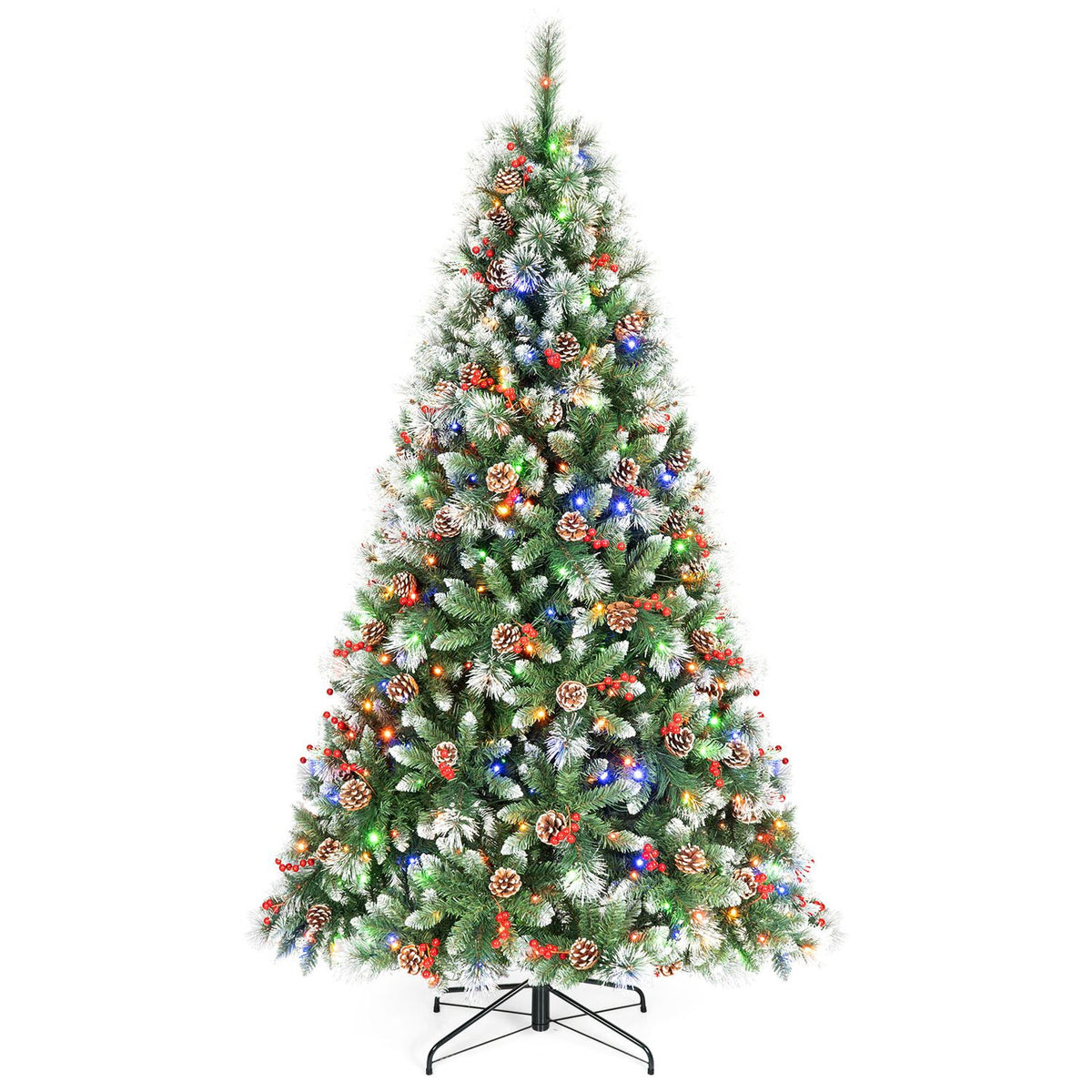 6 ft Artificial Frosted Christmas Tree with 747 Branch Tips and 55 Pine Cones