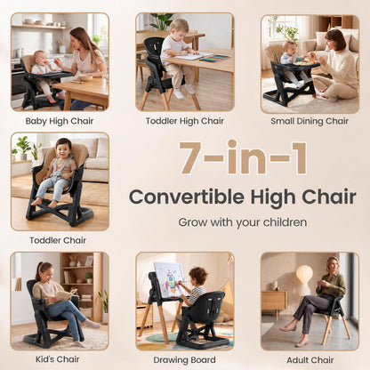 7-in-1 Convertible High Chair with Adjustable Tray