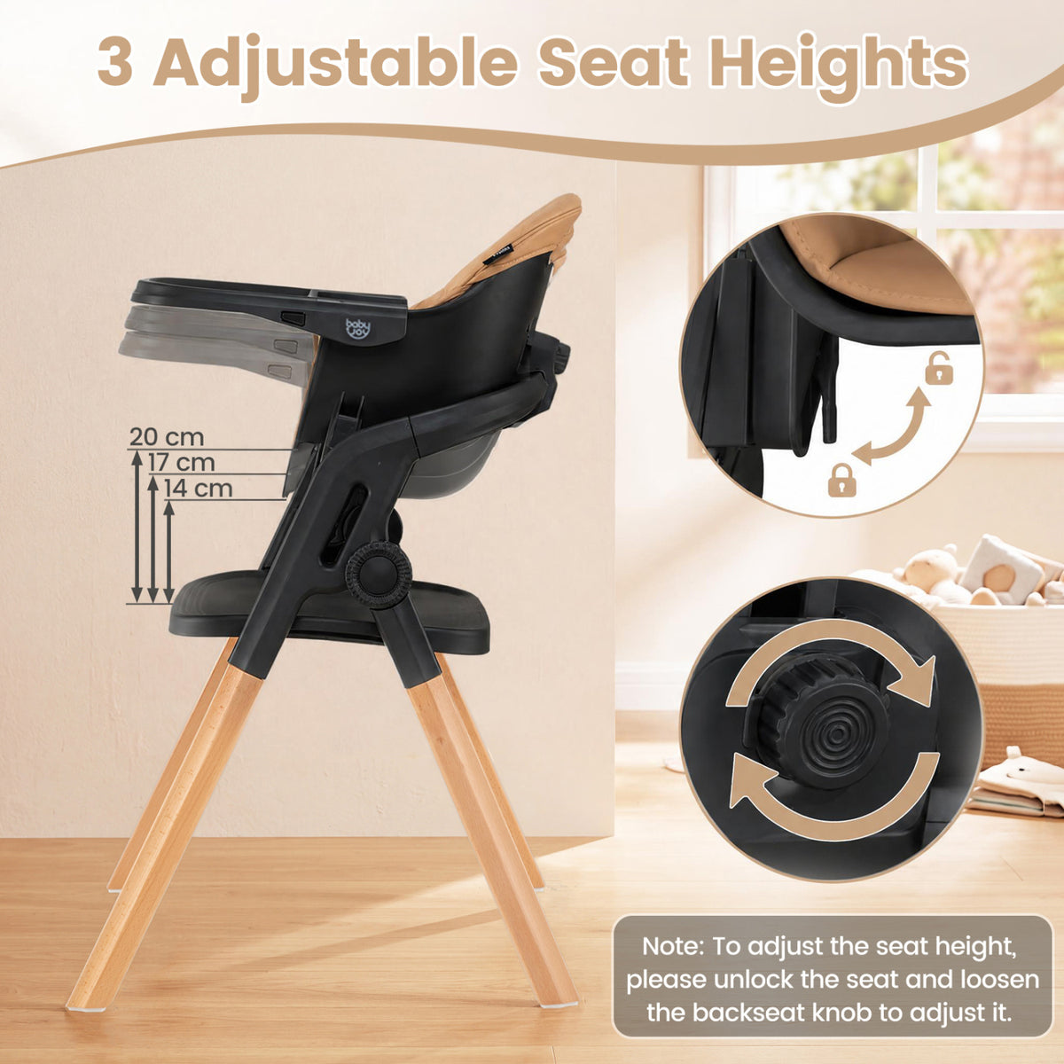 7-in-1 Convertible High Chair with Adjustable Tray