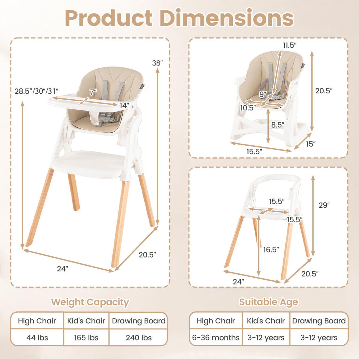 7-in-1 Convertible High Chair with Adjustable Tray