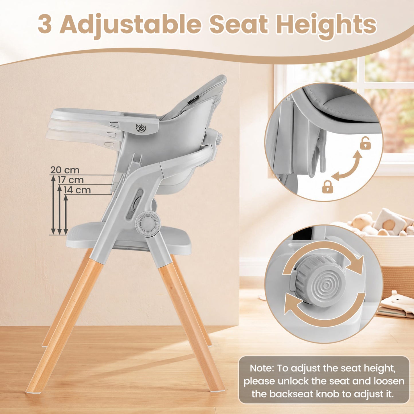7-in-1 Convertible High Chair with Adjustable Tray